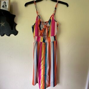 Colorful Striped Button-Down Dress